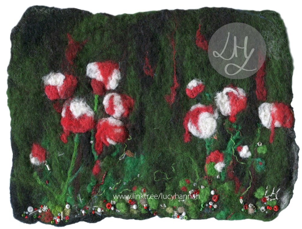 PAINTING HER ROSES RED by Lucy Hannah